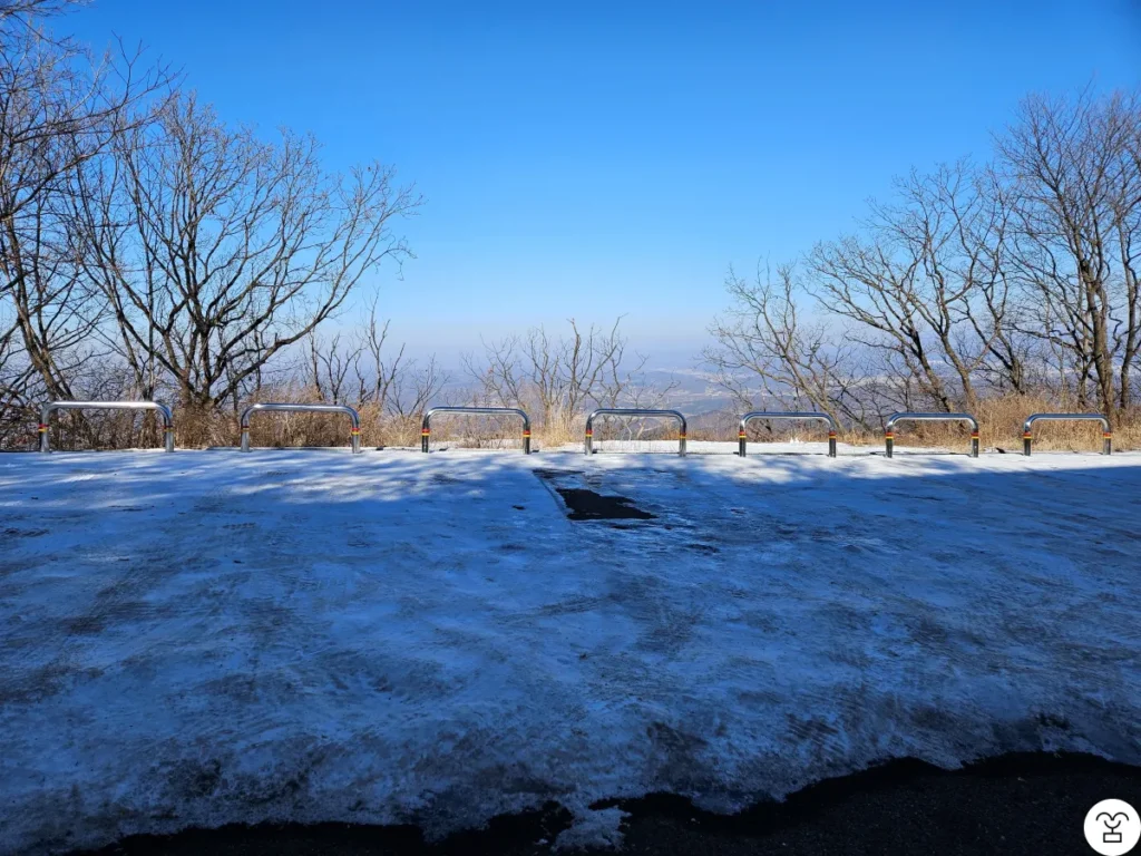 The parking area has turned into an ice rink