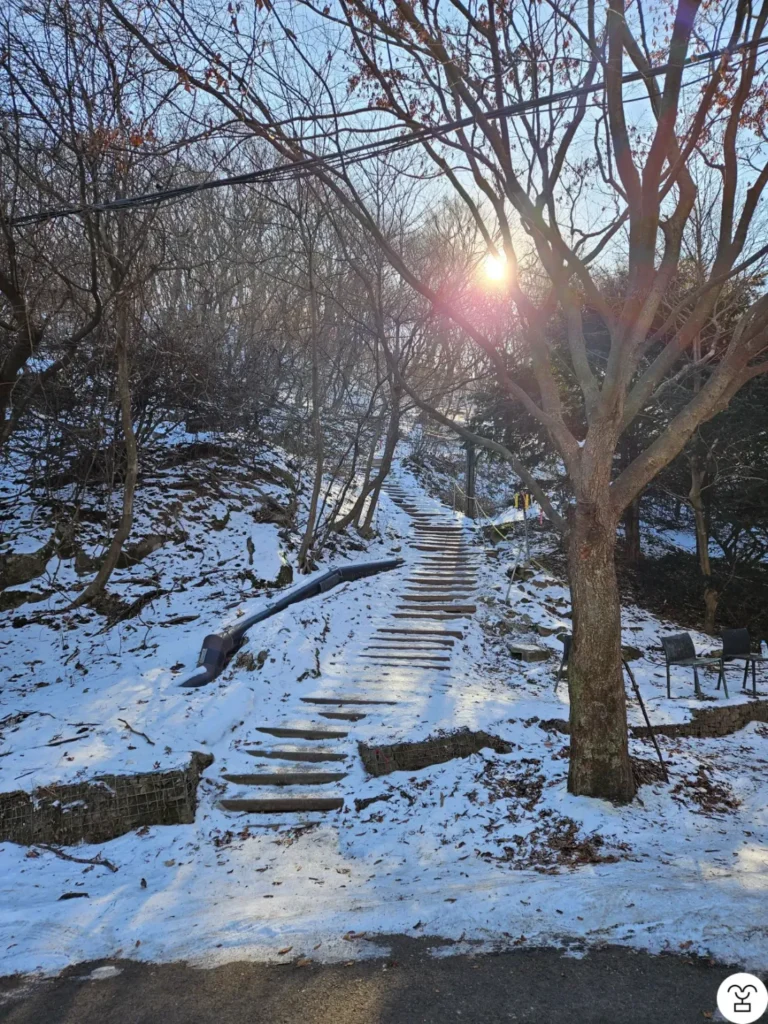 Stairs to the left of the Gamaksan Spring